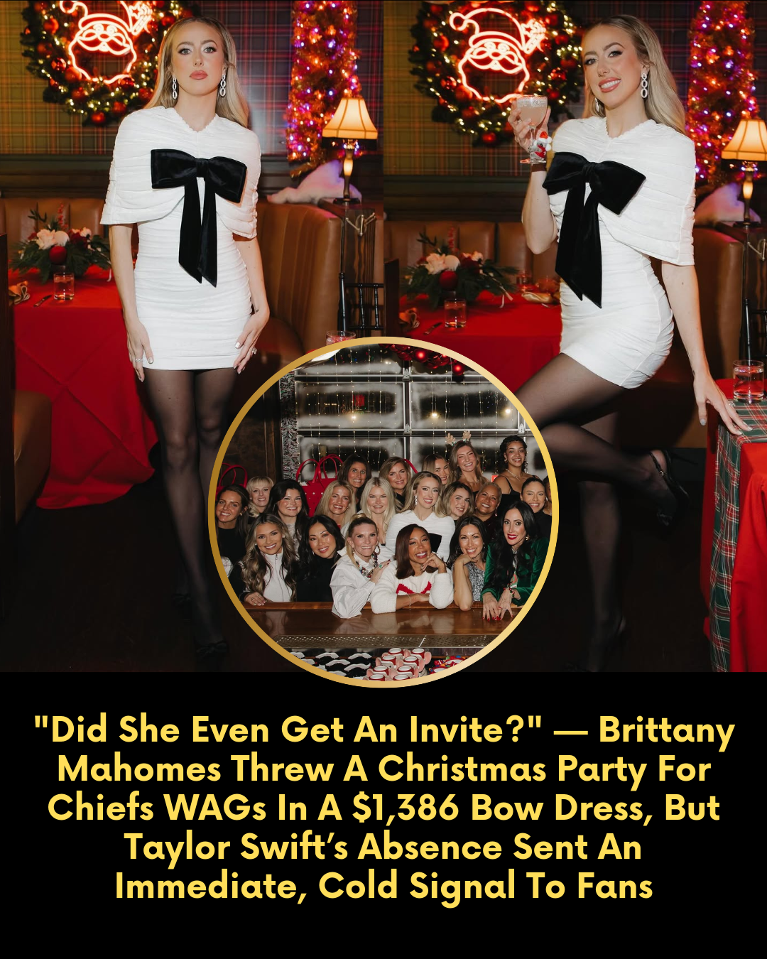 “Did She Even Get An Invite?” — Brittany Mahomes Threw A Christmas Party For Chiefs WAGs In A $1,386 Bow Dress, But Taylor Swift’s Absence Sent An Immediate, Cold Signal To Fans