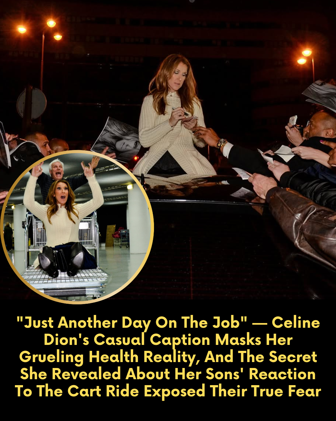 “Just Another Day On The Job” — Celine Dion’s Casual Caption Masks Her Grueling Health Reality, And The Secret She Revealed About Her Sons’ Reaction To The Cart Ride Exposed Their True Fear
