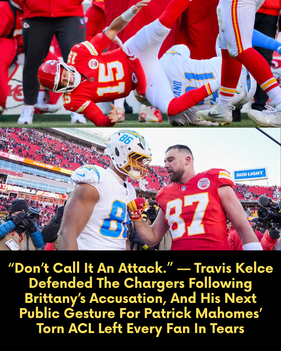 “Don’t Call It An Attack.” — Travis Kelce Defended The Chargers Following Brittany’s Accusation, And His Next Public Gesture For Patrick Mahomes’ Torn ACL Left Every Fan In Tears