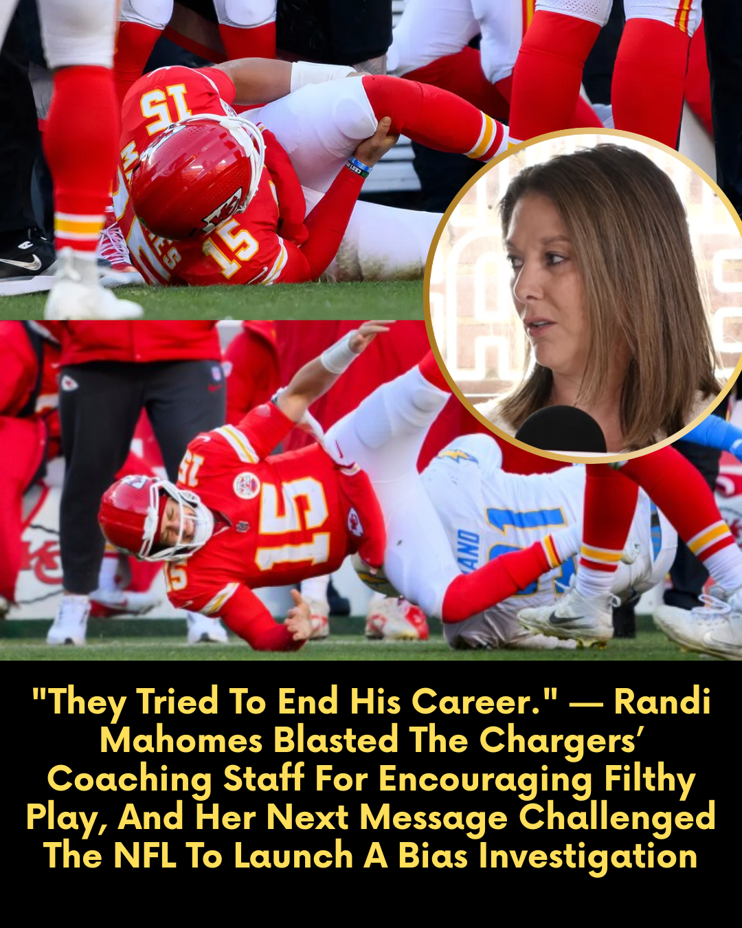 “They Tried To End His Career.” — Randi Mahomes Blasted The Chargers’ Coaching Staff For Encouraging Filthy Play, And Her Next Message Challenged The NFL To Launch A Bias Investigation