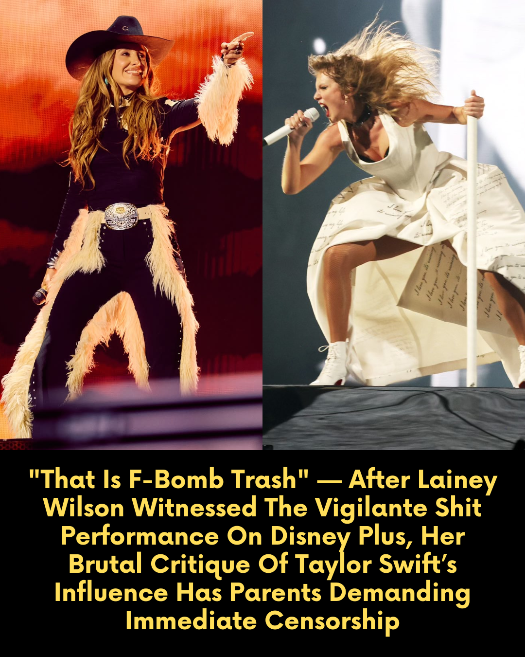 “That Is F-Bomb Trash” — After Lainey Wilson Witnessed The Vigilante Shit Performance On Disney Plus, Her Brutal Critique Of Taylor Swift’s Influence Has Parents Demanding Immediate Censorship