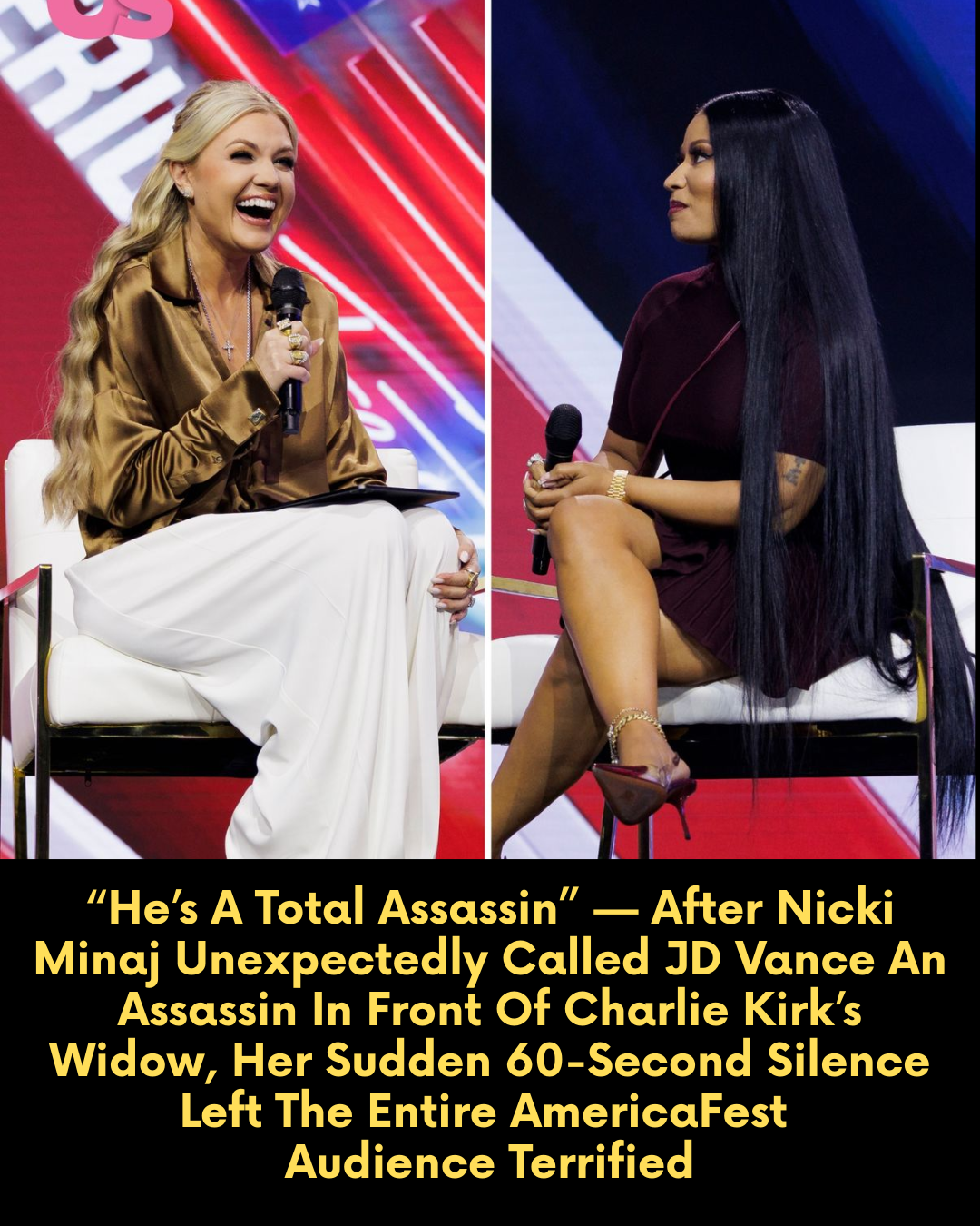 “He’s A Total Assassin” — After Nicki Minaj Unexpectedly Called JD Vance An Assassin In Front Of Charlie Kirk’s Widow, Her Sudden 60-Second Silence Left The Entire AmericaFest Audience Terrified