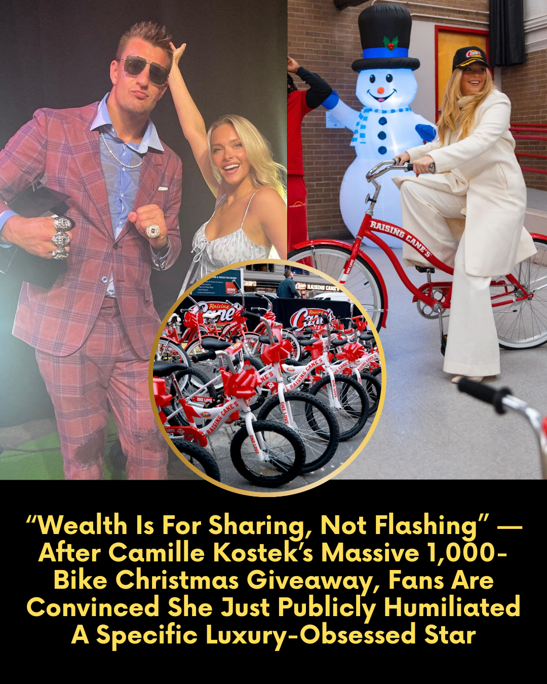 “Wealth Is For Sharing, Not Flashing” — After Camille Kostek’s Massive 1,000-Bike Christmas Giveaway, Fans Are Convinced She Just Publicly Humiliated A Specific Luxury-Obsessed Star
