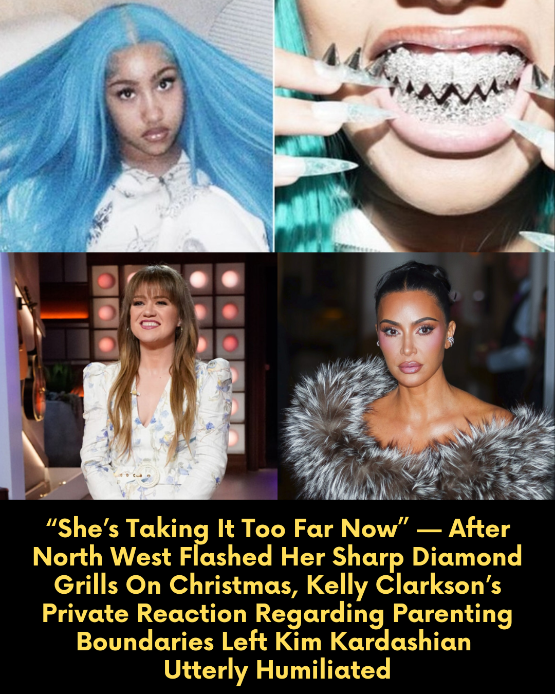“She’s Taking It Too Far Now” — After North West Flashed Her Sharp Diamond Grills On Christmas, Kelly Clarkson’s Private Reaction Regarding Parenting Boundaries Left Kim Kardashian Utterly Humiliated