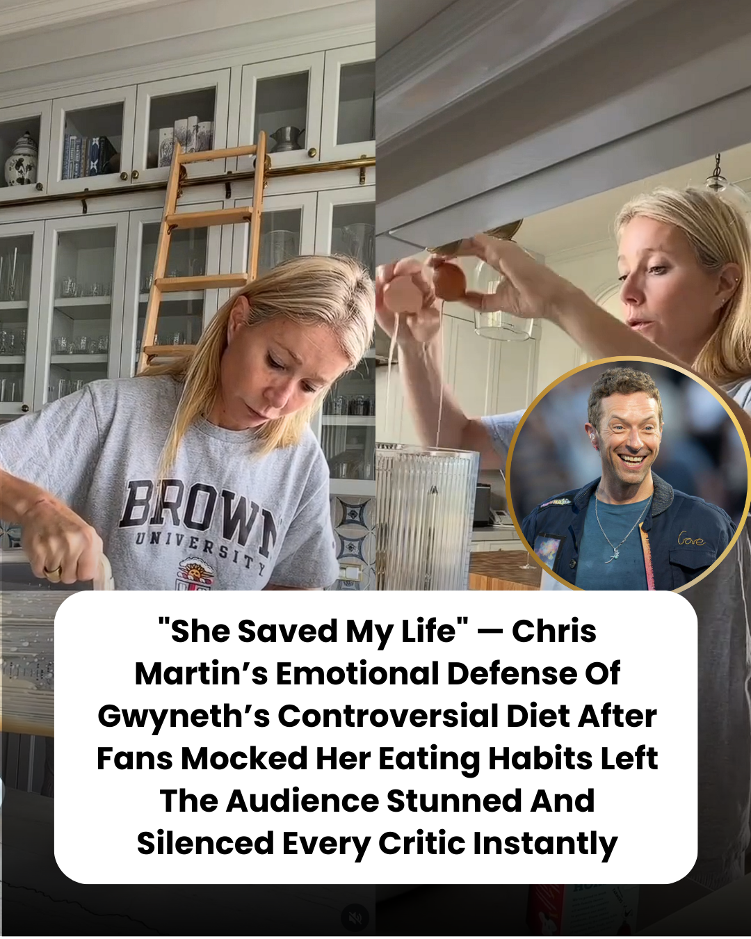 “She Saved My Life” — Chris Martin’s Emotional Defense Of Gwyneth’s Controversial Diet After Fans Mocked Her Eating Habits Left The Audience Stunned And Silenced Every Critic Instantly
