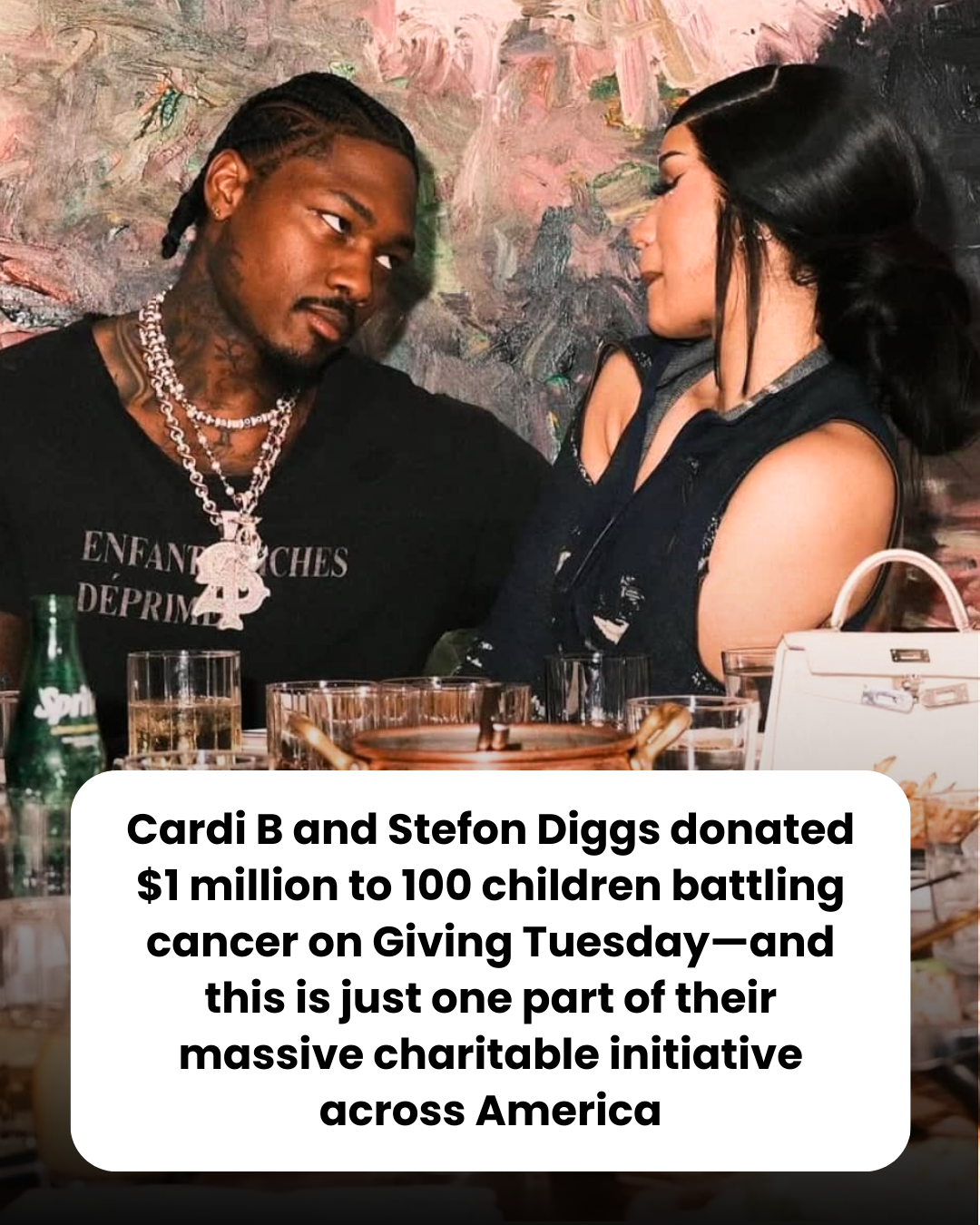 Cardi B and Stefon Diggs donated $1 million to 100 children battling cancer on Giving Tuesday—and this is just one part of their massive charitable initiative across America