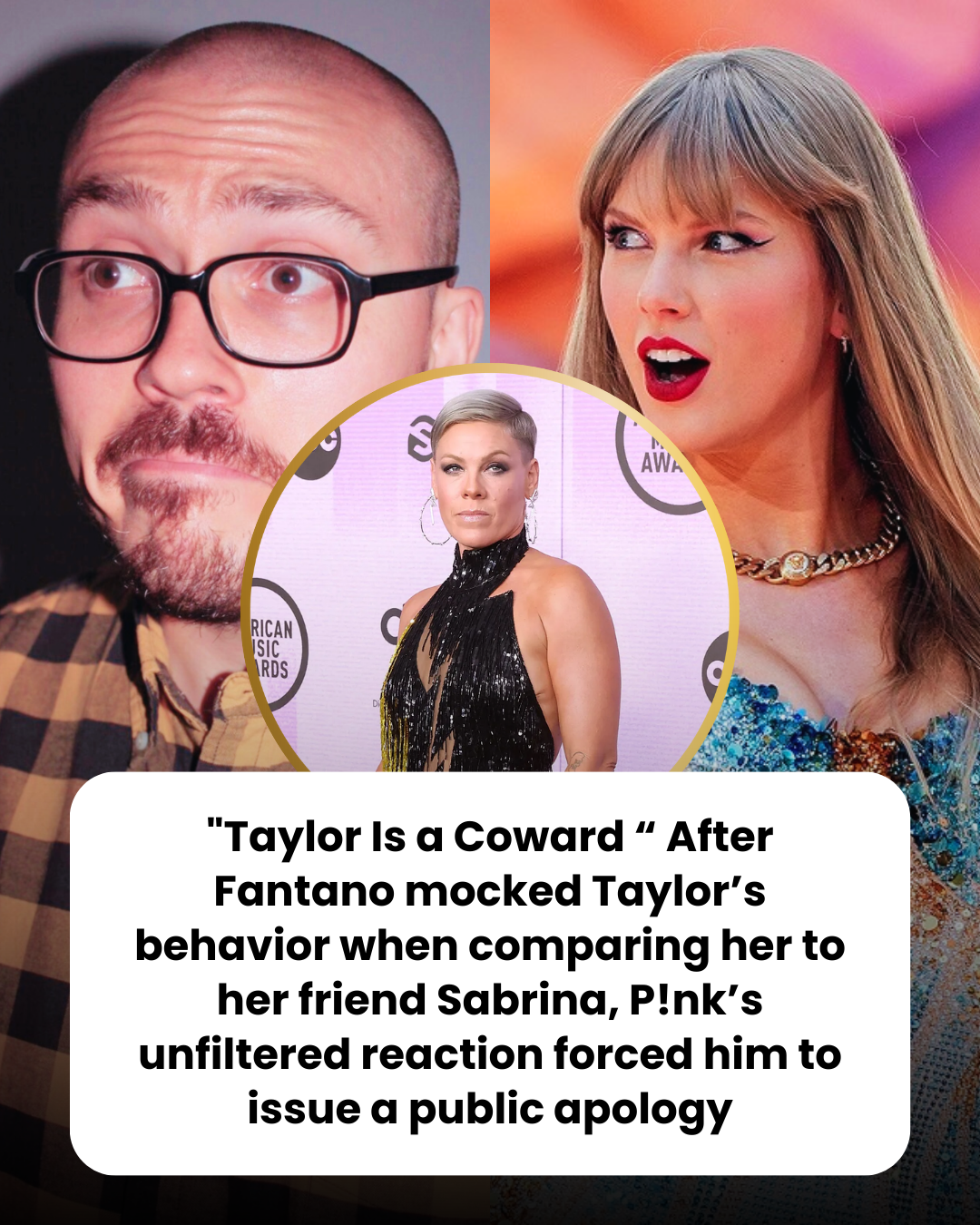 “Taylor Is a Coward “ After Fantano mocked Taylor’s behavior when comparing her to her friend Sabrina, P!nk’s unfiltered reaction forced him to issue a public apology