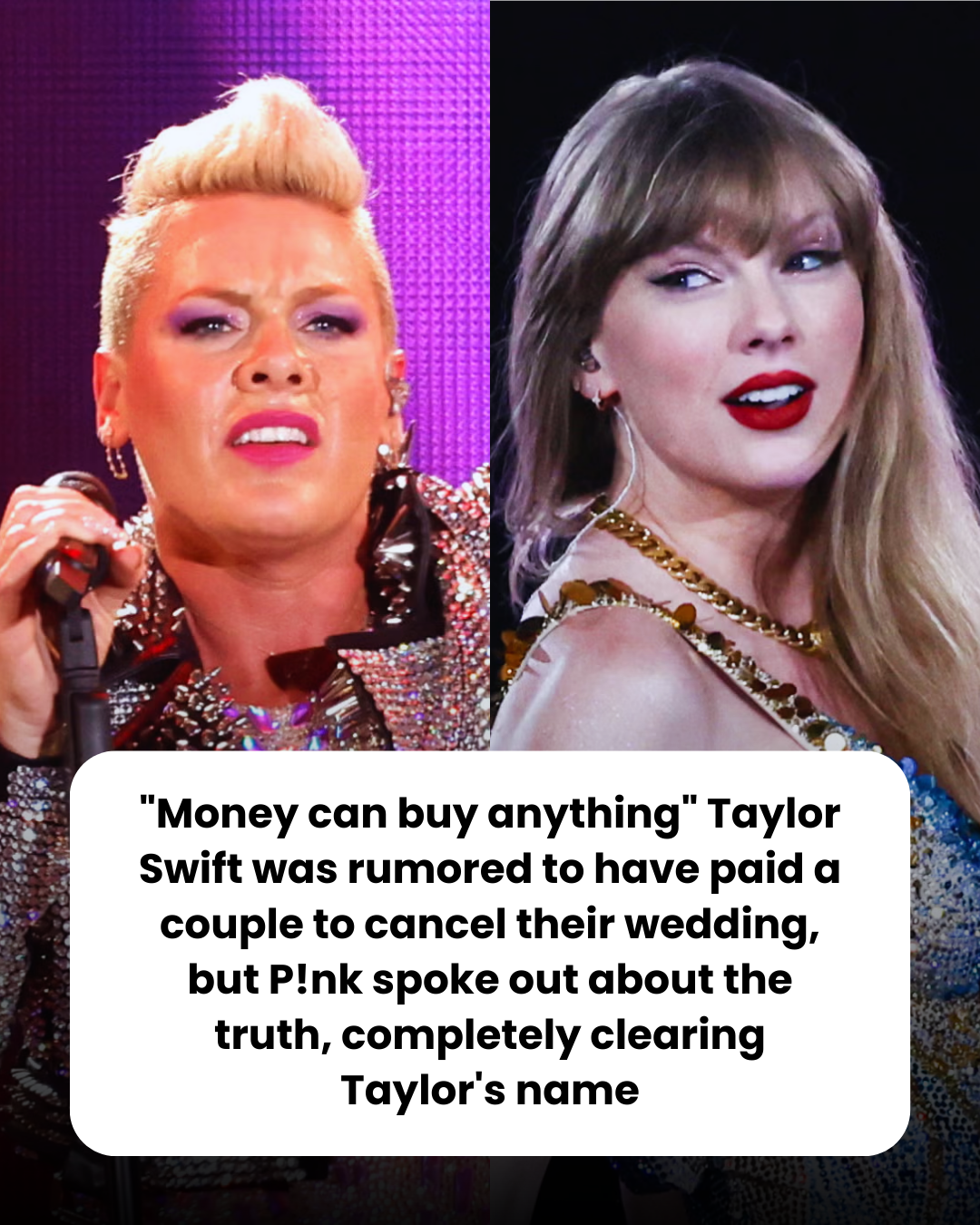 “Money can buy anything.” Taylor Swift was rumored to have paid a couple to cancel their wedding, but P!nk spoke out about the truth, completely clearing Taylor’s name.