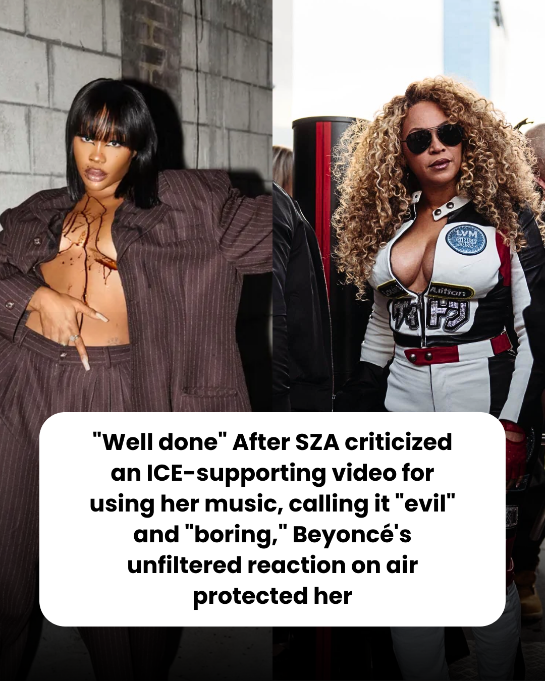 “Well done” After SZA criticized an ICE-supporting video for using her music, calling it “evil” and “boring,” Beyoncé’s unfiltered reaction on air protected her