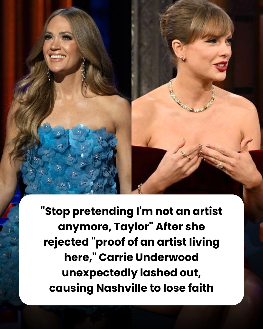 “Stop pretending I’m not an artist anymore, Taylor” After she rejected “proof of an artist living here,” Carrie Underwood unexpectedly lashed out, causing Nashville to lose faith