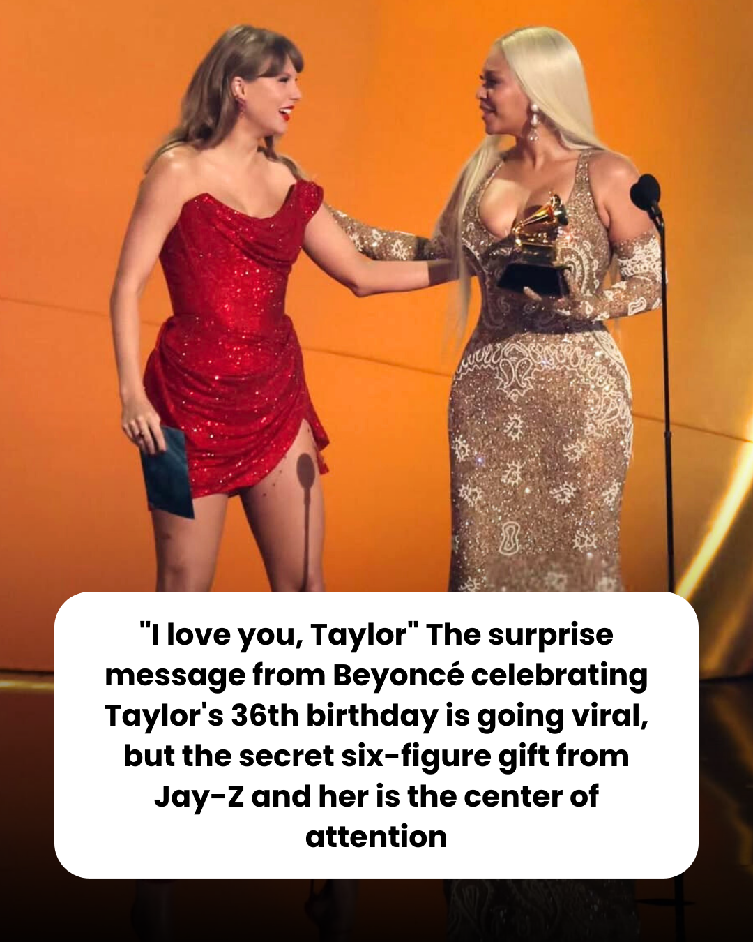 “I love you, Taylor” The surprise message from Beyoncé celebrating Taylor’s 36th birthday is going viral, but the secret six-figure gift from Jay-Z and her is the center of attention