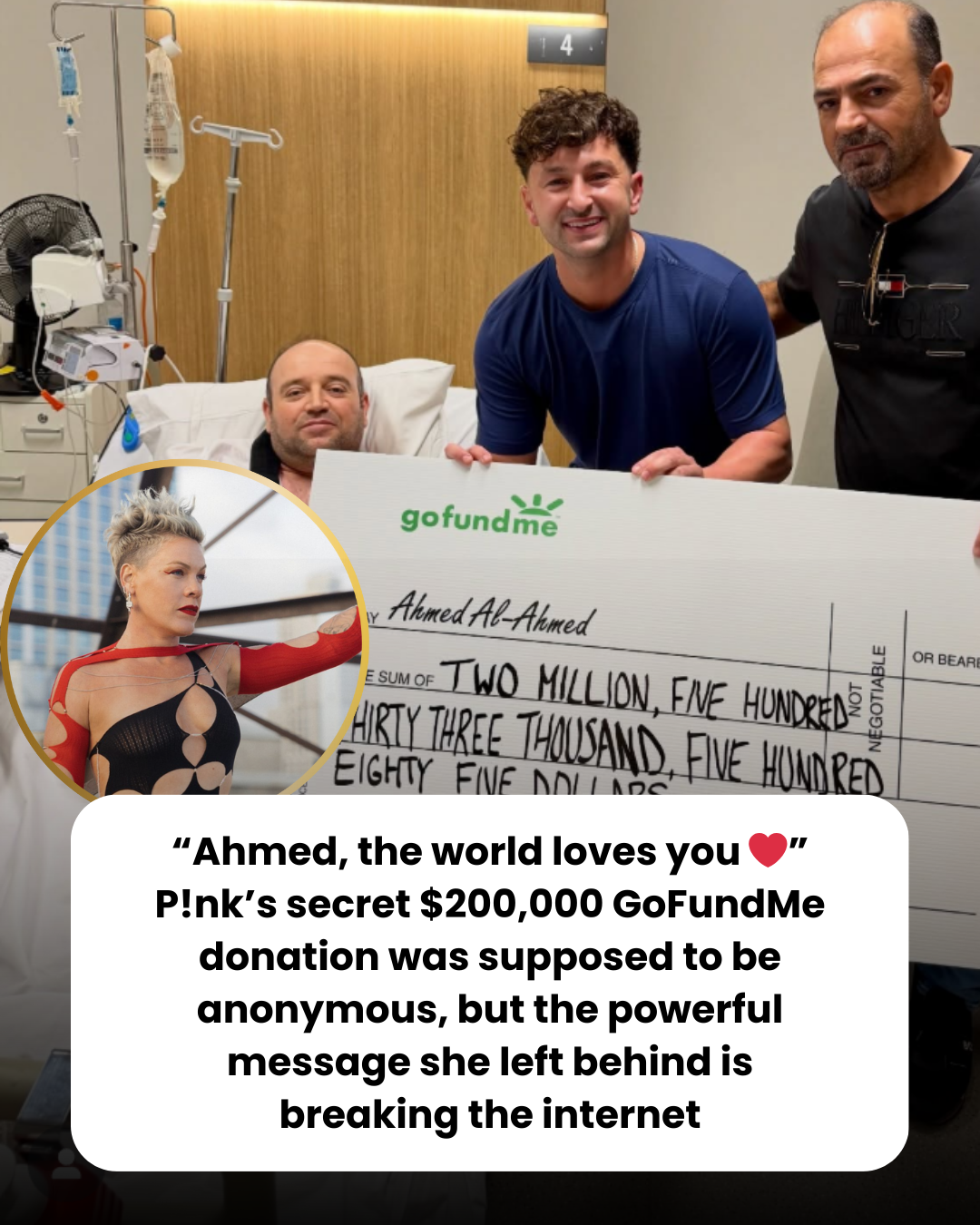 “Ahmed, the world loves you ❤️” P!nk’s secret $200,000 GoFundMe donation was supposed to be anonymous, but the powerful message she left behind is breaking the internet