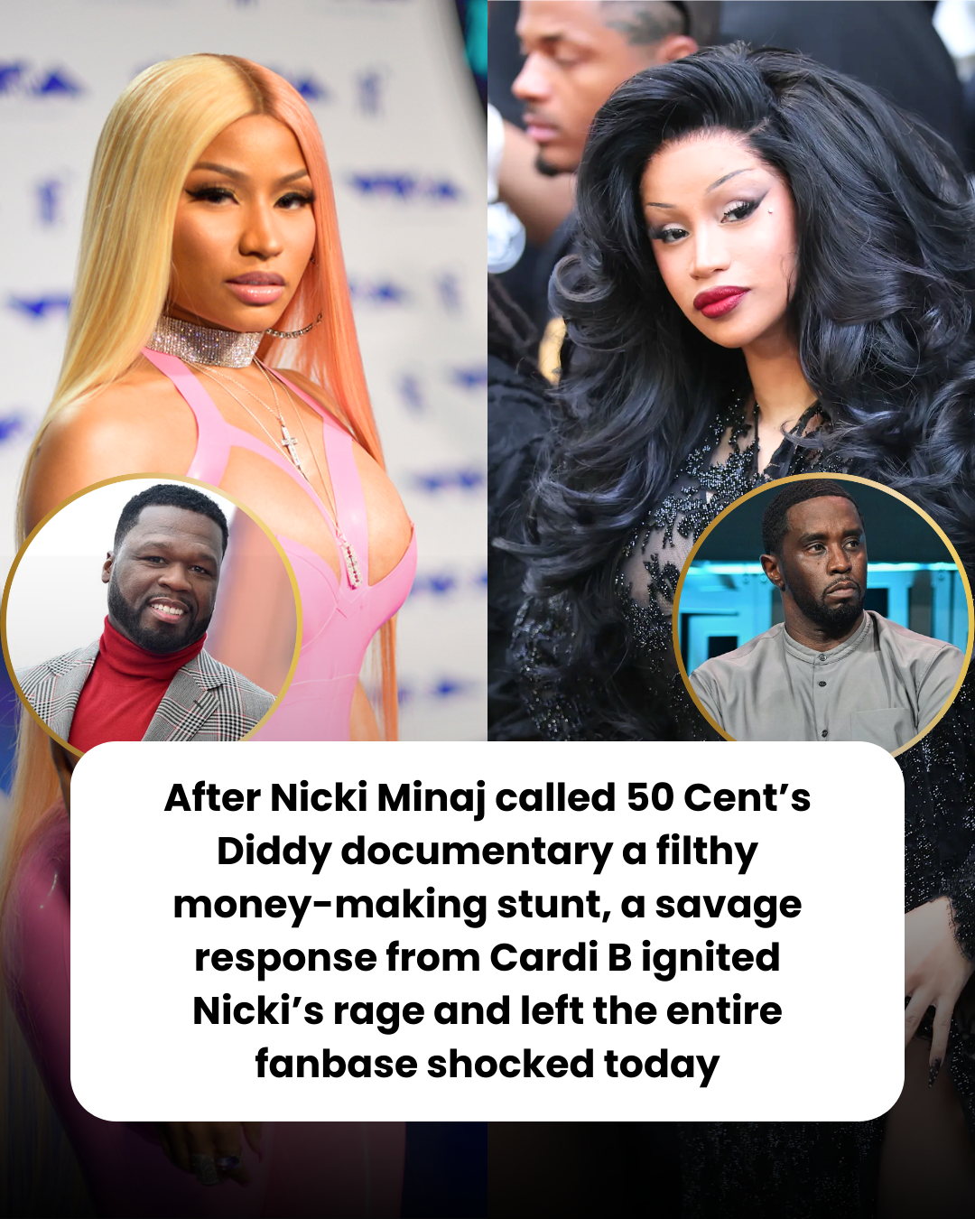 After Nicki Minaj called 50 Cent’s Diddy documentary a filthy money-making stunt, a savage response from Cardi B ignited Nicki’s rage and left the entire fanbase shocked today