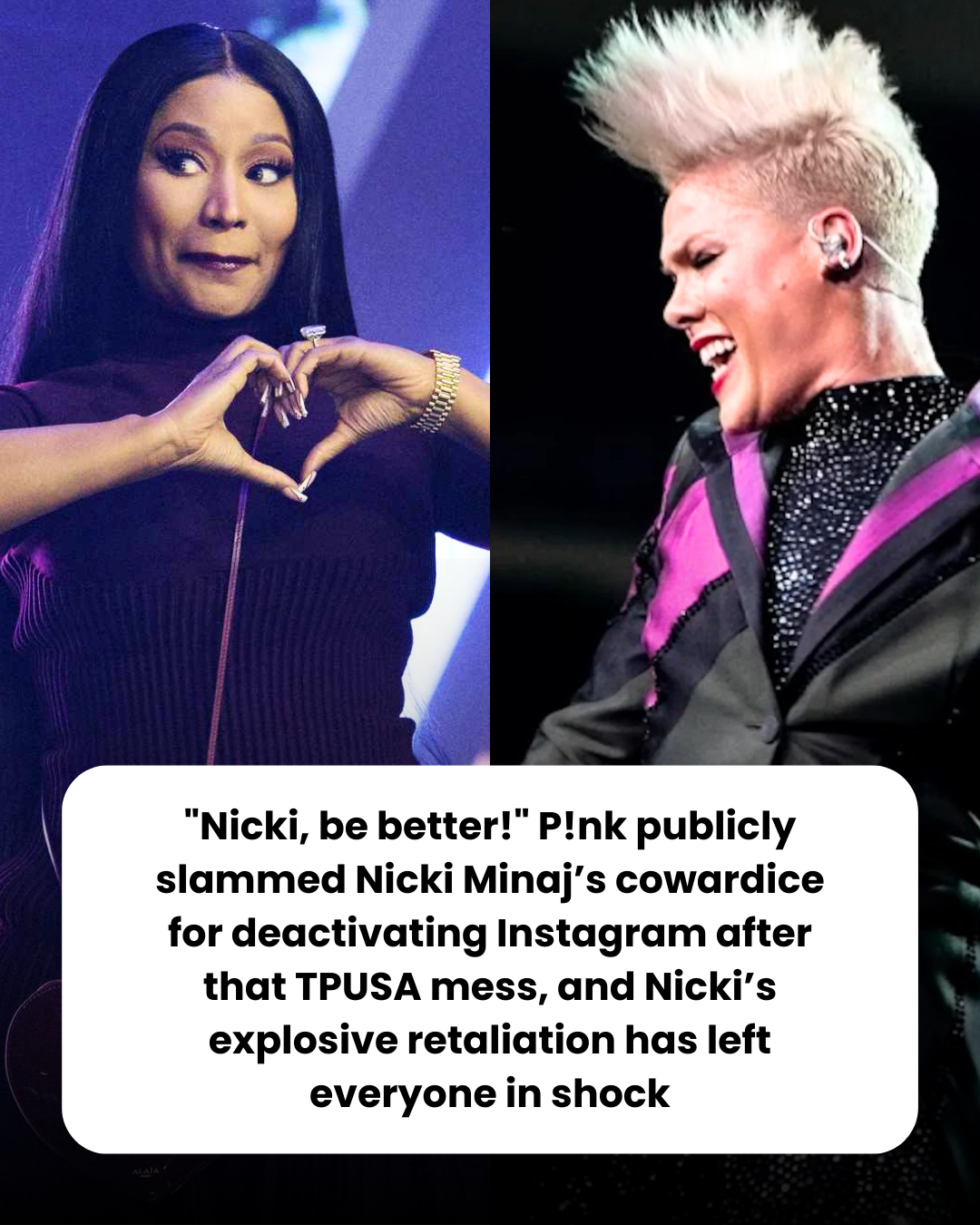 “Nicki, be better!” P!nk publicly slammed Nicki Minaj’s cowardice for deactivating Instagram after that TPUSA mess, and Nicki’s explosive retaliation has left everyone in shock