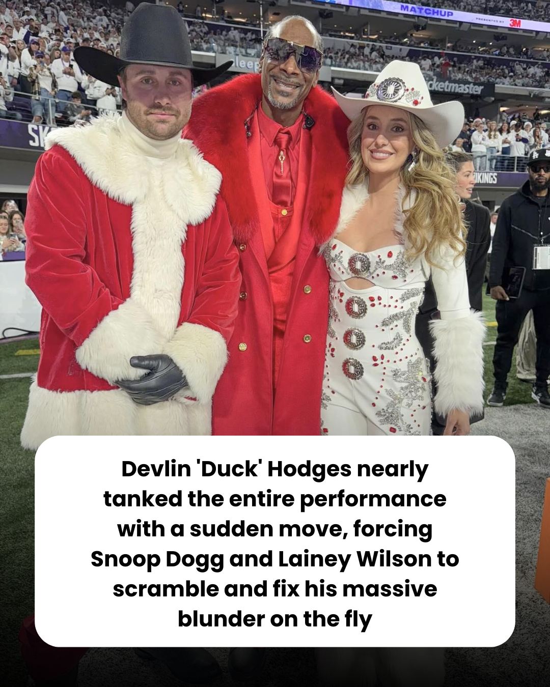 Devlin ‘Duck’ Hodges nearly tanked the entire performance with a sudden move, forcing Snoop Dogg and Lainey Wilson to scramble and fix his massive blunder on the fly