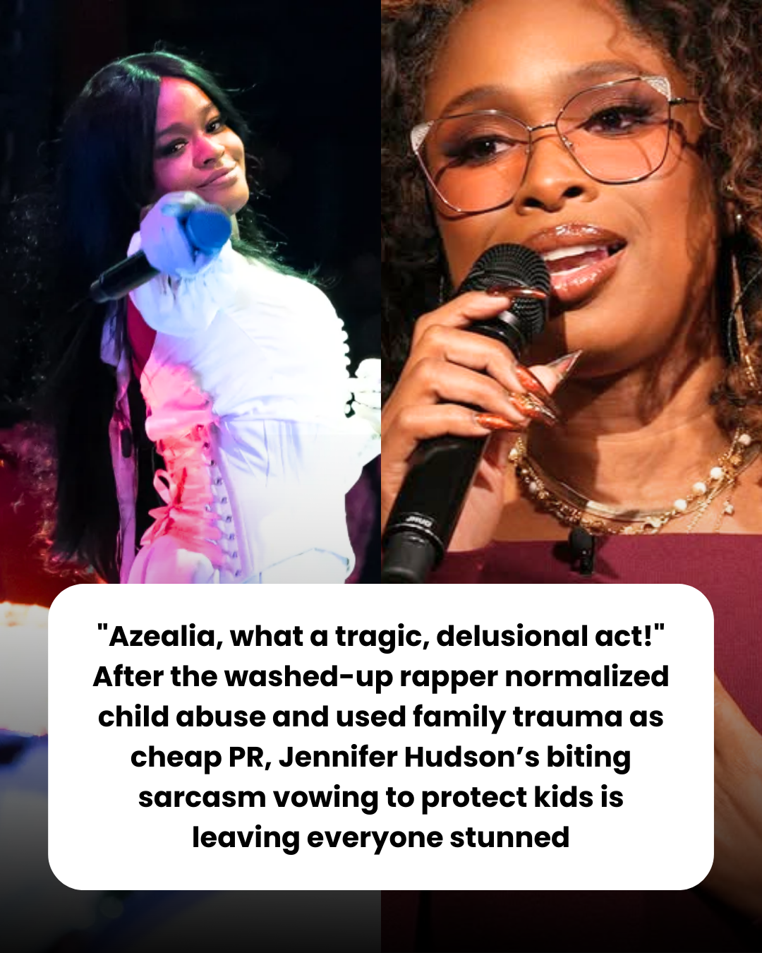 “Azealia, what a tragic, delusional act!” After the washed-up rapper normalized child abuse and used family trauma as cheap PR, Jennifer Hudson’s biting sarcasm vowing to protect kids is leaving everyone stunned