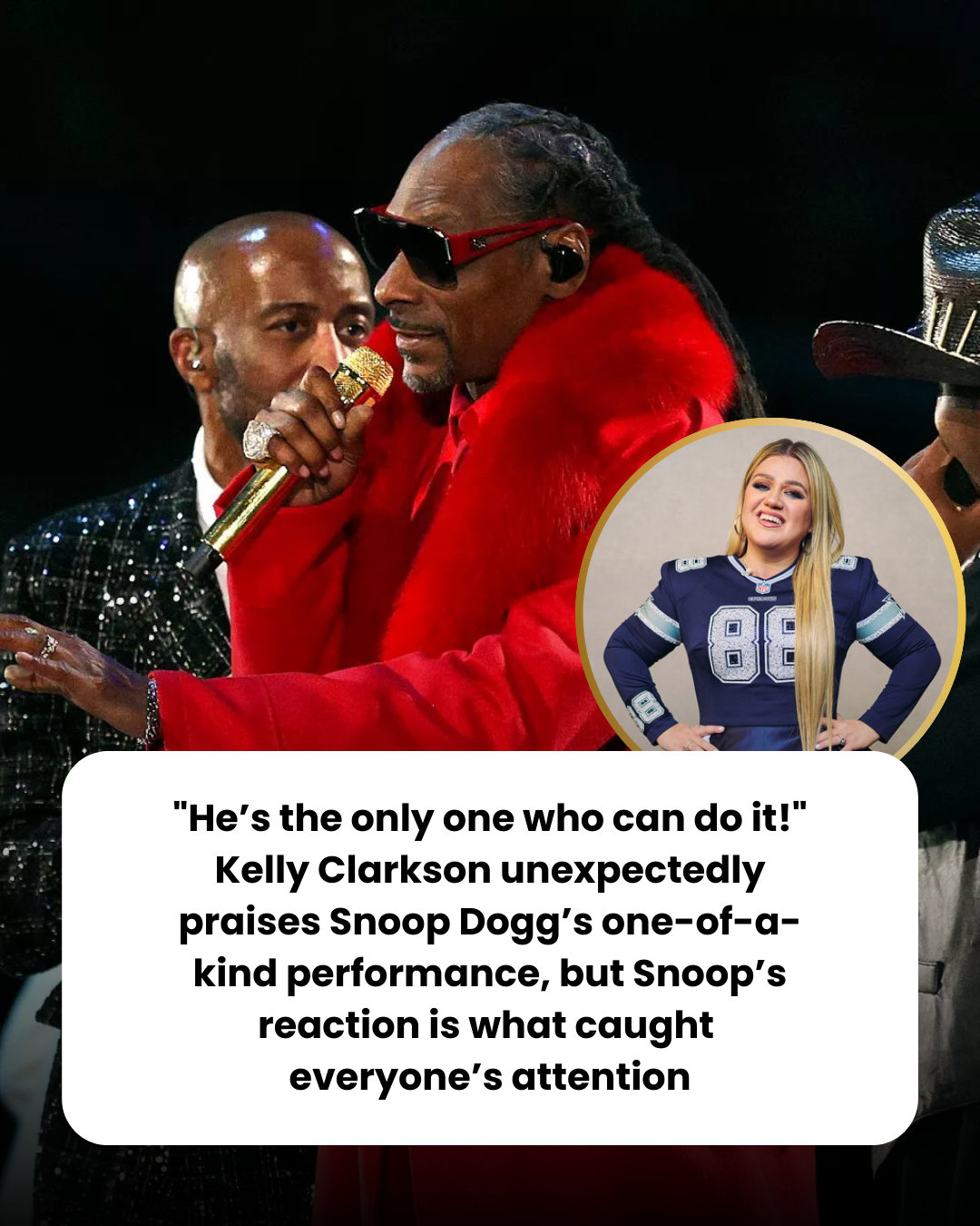 “He’s the only one who can do it!” Kelly Clarkson unexpectedly praises Snoop Dogg’s one-of-a-kind performance, but Snoop’s reaction is what caught  everyone’s attention