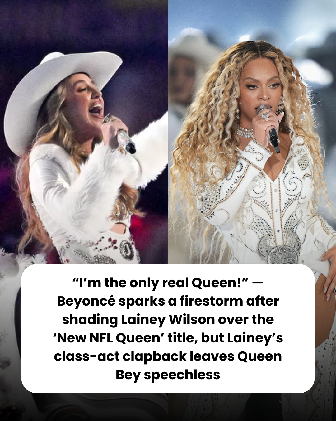 “I’m the only real Queen!” — Beyoncé sparks a firestorm after shading Lainey Wilson over the ‘New NFL Queen’ title, but Lainey’s class-act clapback leaves Queen Bey speechless