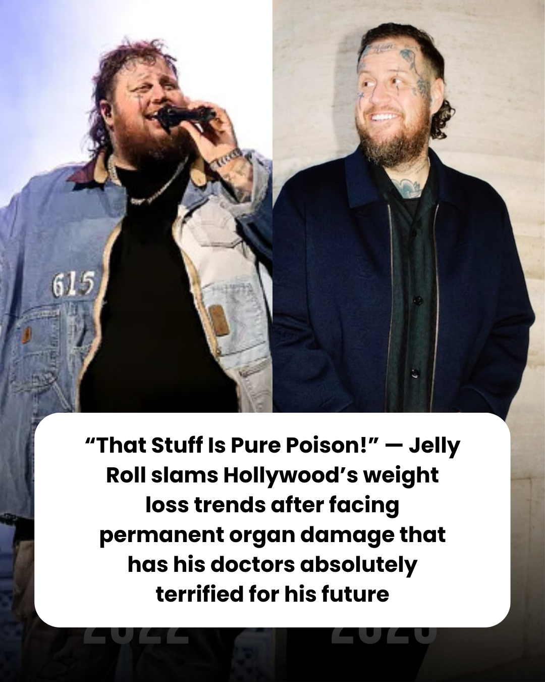 “That Stuff Is Pure Poison!” — Jelly Roll slams Hollywood’s weight loss trends after facing permanent organ damage that has his doctors absolutely terrified for his future