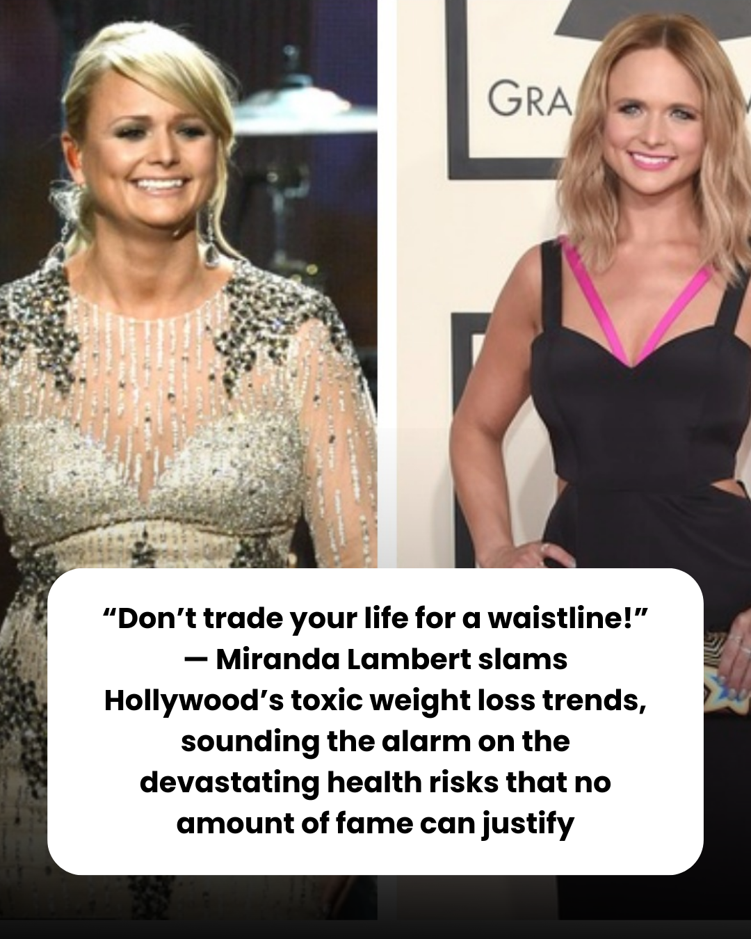 “Don’t trade your life for a waistline!” — Miranda Lambert slams Hollywood’s toxic weight loss trends, sounding the alarm on the devastating health risks that no amount of fame can justify.