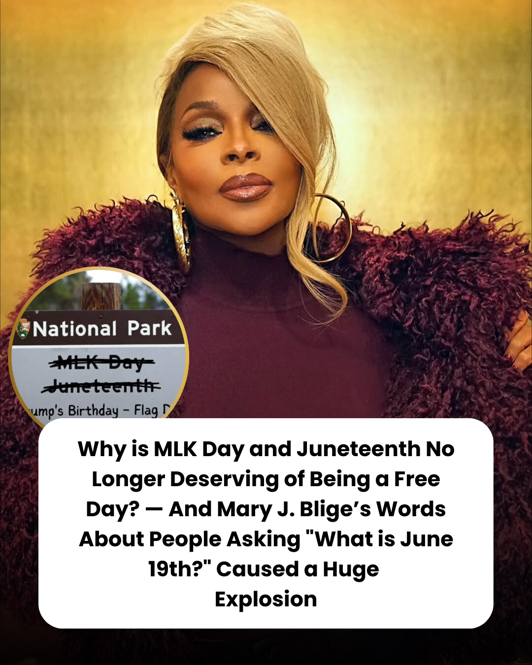 Why is MLK Day and Juneteenth No Longer Deserving of Being a Free Day? — And Mary J. Blige’s Words About People Asking “What is June 19th?” Caused a Huge  Explosion