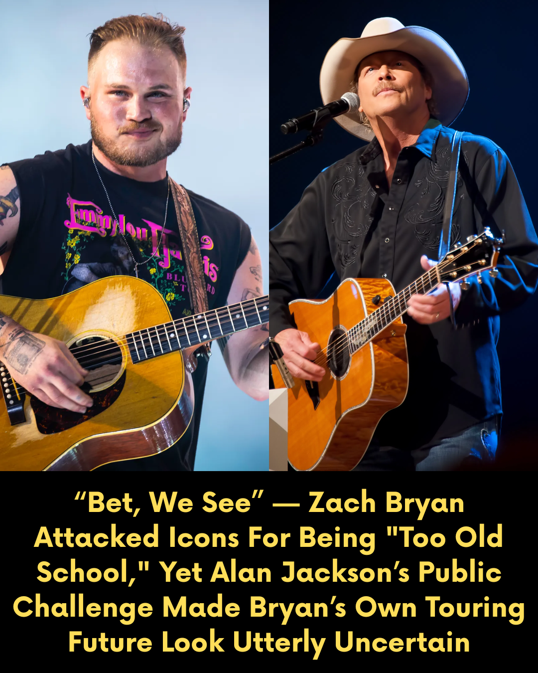 “Bet, We See” — Zach Bryan Attacked Icons For Being “Too Old School,” Yet Alan Jackson’s Public Challenge Made Bryan’s Own Touring Future Look Utterly Uncertain