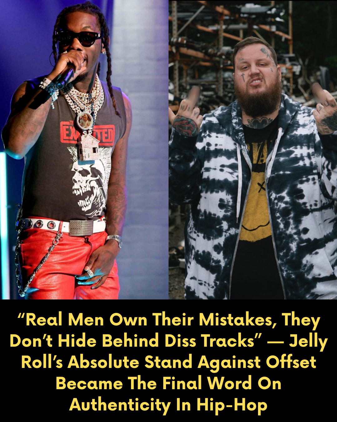 “Real Men Own Their Mistakes, They Don’t Hide Behind Diss Tracks” — Jelly Roll’s Absolute Stand Against Offset Became The Final Word On Authenticity In Hip-Hop