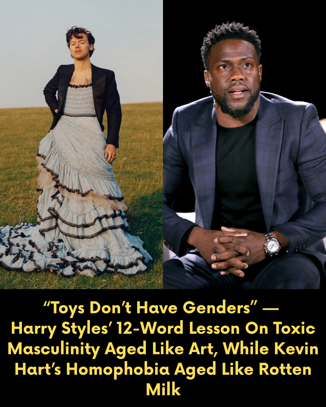 “Toys Don’t Have Genders” — Harry Styles’ 12-Word Lesson On Toxic Masculinity Aged Like Art, While Kevin Hart’s Homophobia Aged Like Rotten Milk