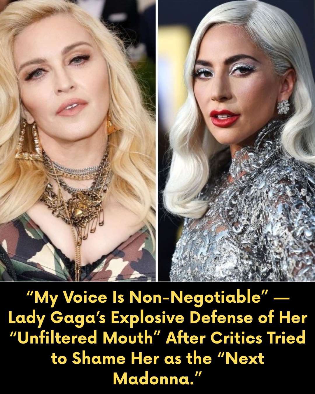 “My Voice Is Non-Negotiable” — Lady Gaga’s Explosive Defense of Her “Unfiltered Mouth” After Critics Tried to Shame Her as the “Next Madonna.”