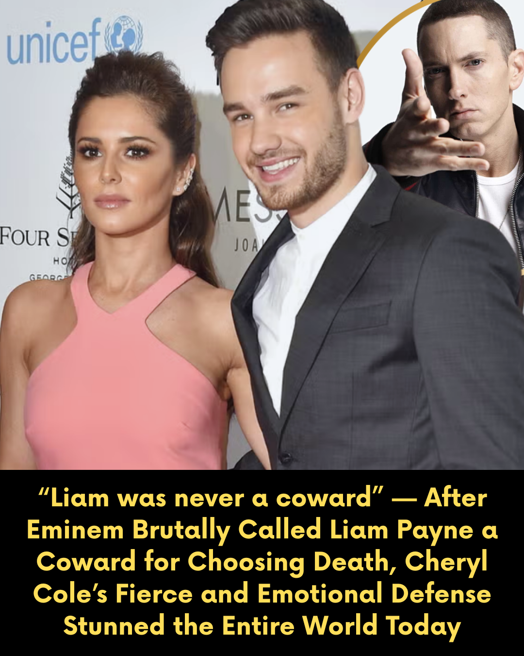 “Liam was never a coward” — After Eminem Brutally Called Liam Payne a Coward for Choosing Death, Cheryl Cole’s Fierce and Emotional Defense Stunned the Entire World Today