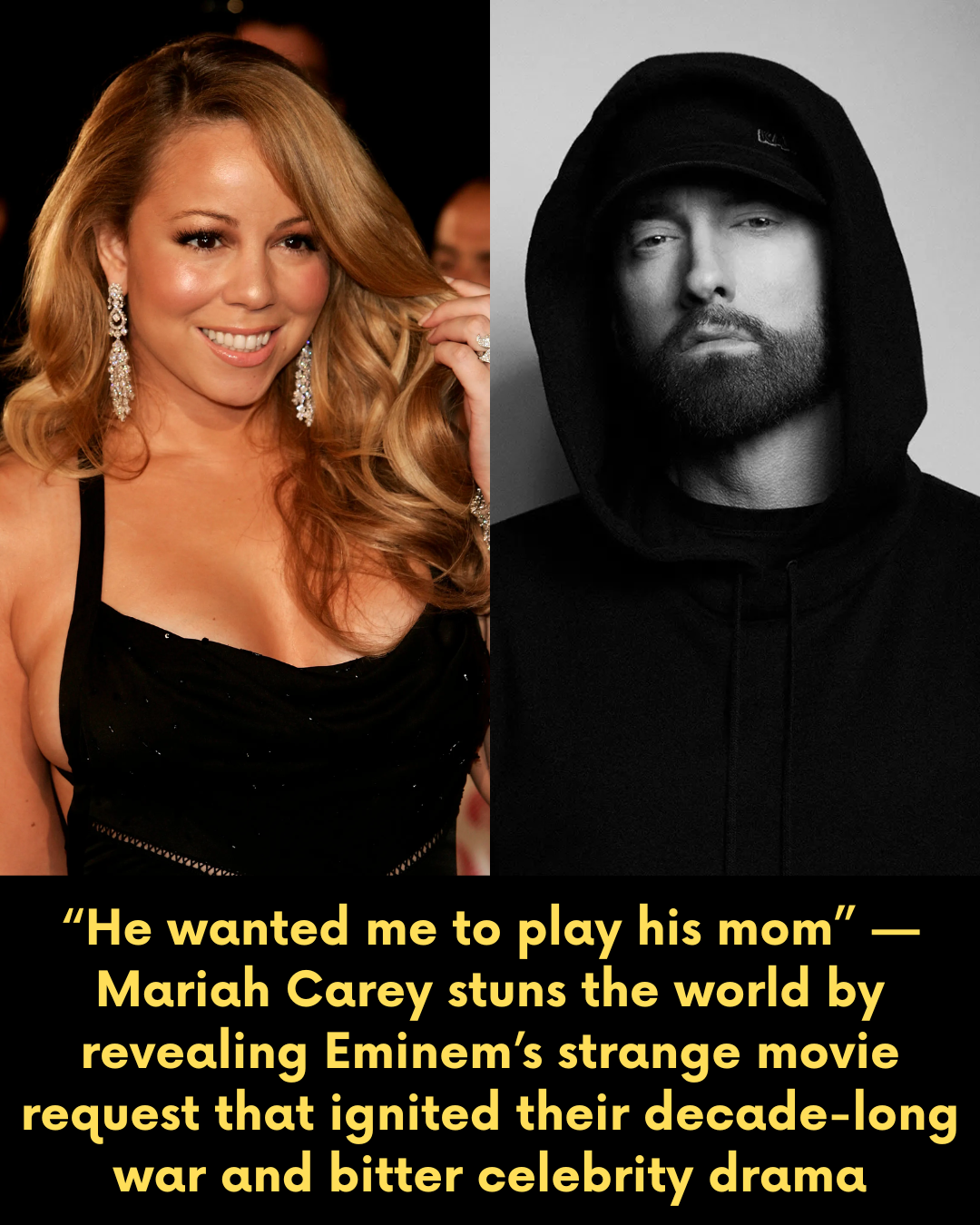 “He wanted me to play his mom” — Mariah Carey stuns the world by revealing Eminem’s strange movie request that ignited their decade-long war and bitter celebrity drama