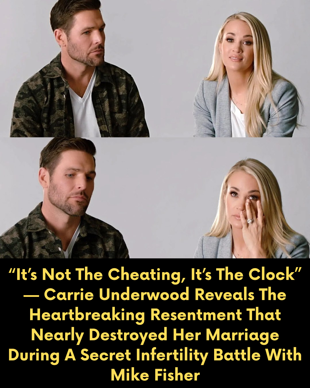 “It’s Not The Cheating, It’s The Clock” — Carrie Underwood Reveals The Heartbreaking Resentment That Nearly Destroyed Her Marriage During A Secret Infertility Battle With Mike Fisher