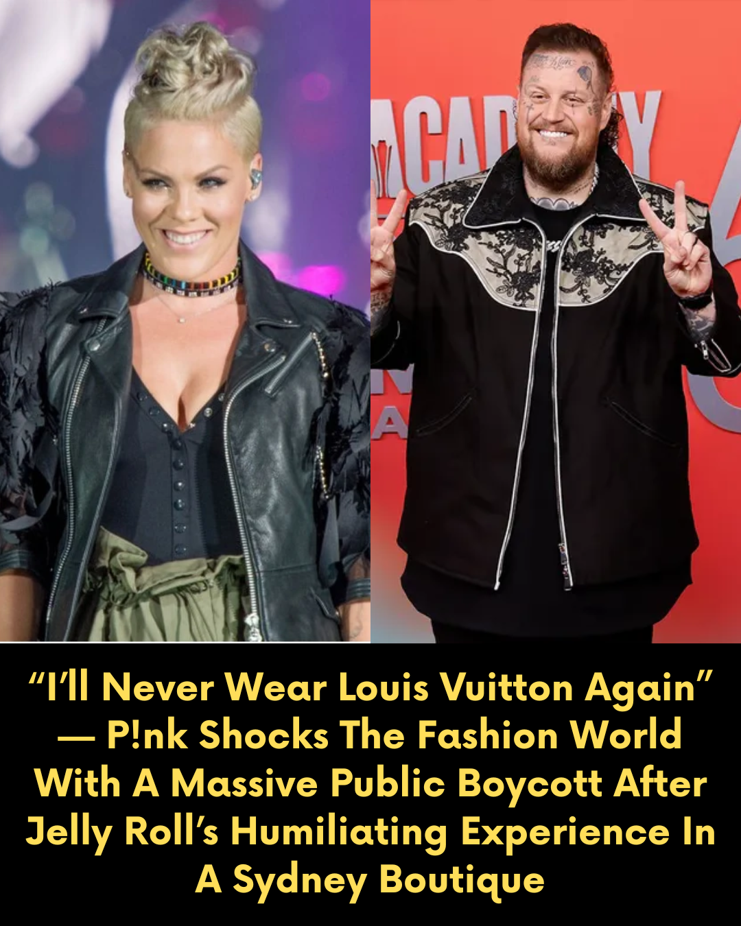 “I’ll Never Wear Louis Vuitton Again” — P!nk Shocks The Fashion World With A Massive Public Boycott After Jelly Roll’s Humiliating Experience In A Sydney Boutique