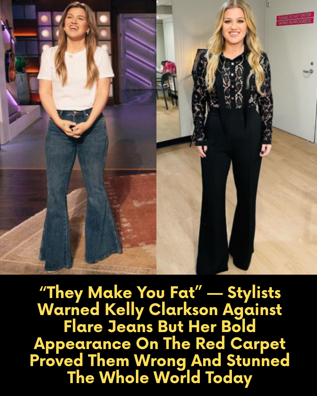 “They Make You Fat” — Stylists Warned Kelly Clarkson Against Flare Jeans But Her Bold Appearance On The Red Carpet Proved Them Wrong And Stunned The Whole World Today