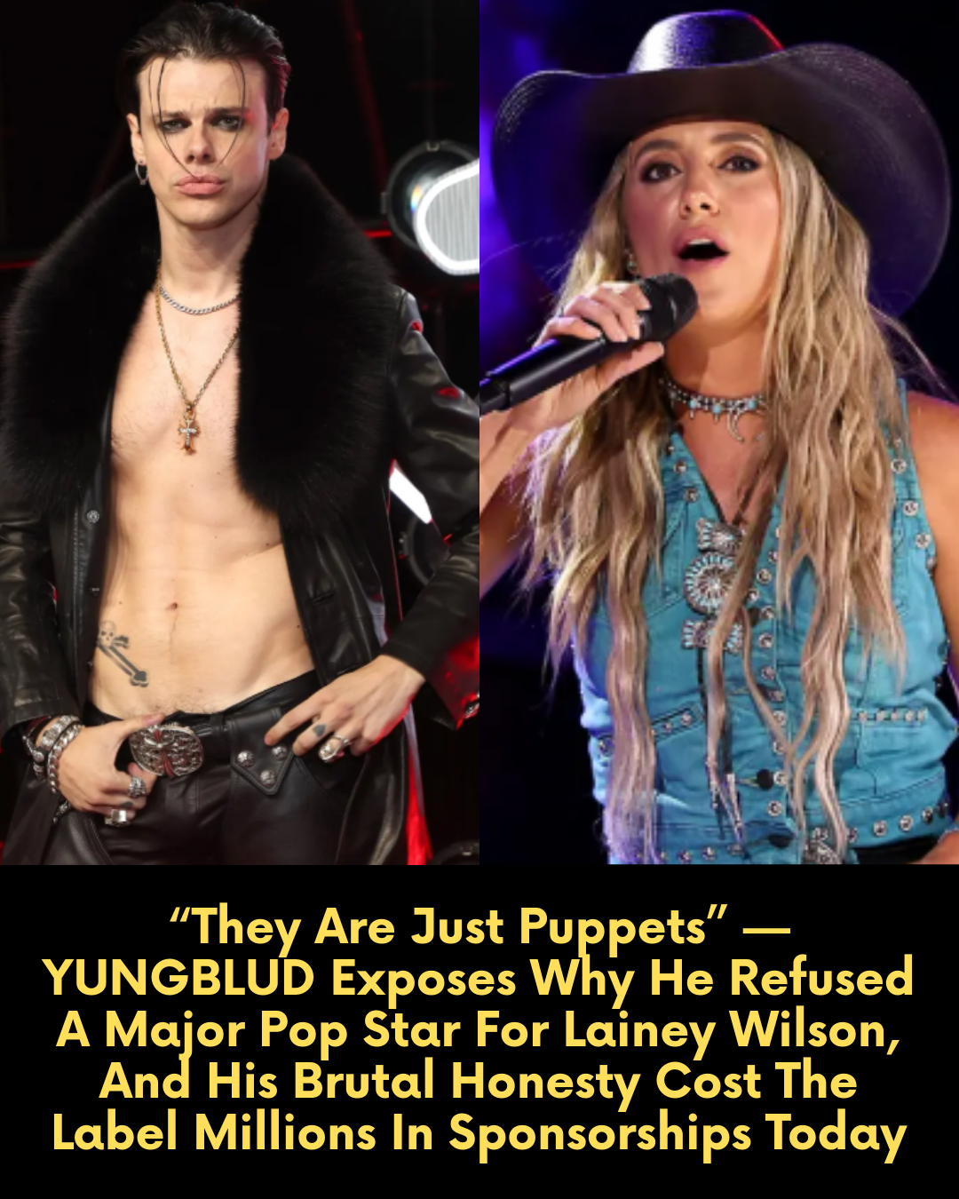 “They Are Just Puppets” — YUNGBLUD Exposes Why He Refused A Major Pop Star For Lainey Wilson, And His Brutal Honesty Cost The Label Millions In Sponsorships Today