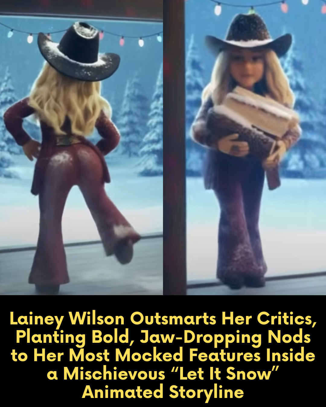 Lainey Wilson Outsmarts Her Critics, Planting Bold, Jaw-Dropping Nods to Her Most Mocked Features Inside a Mischievous “Let It Snow” Animated Storyline