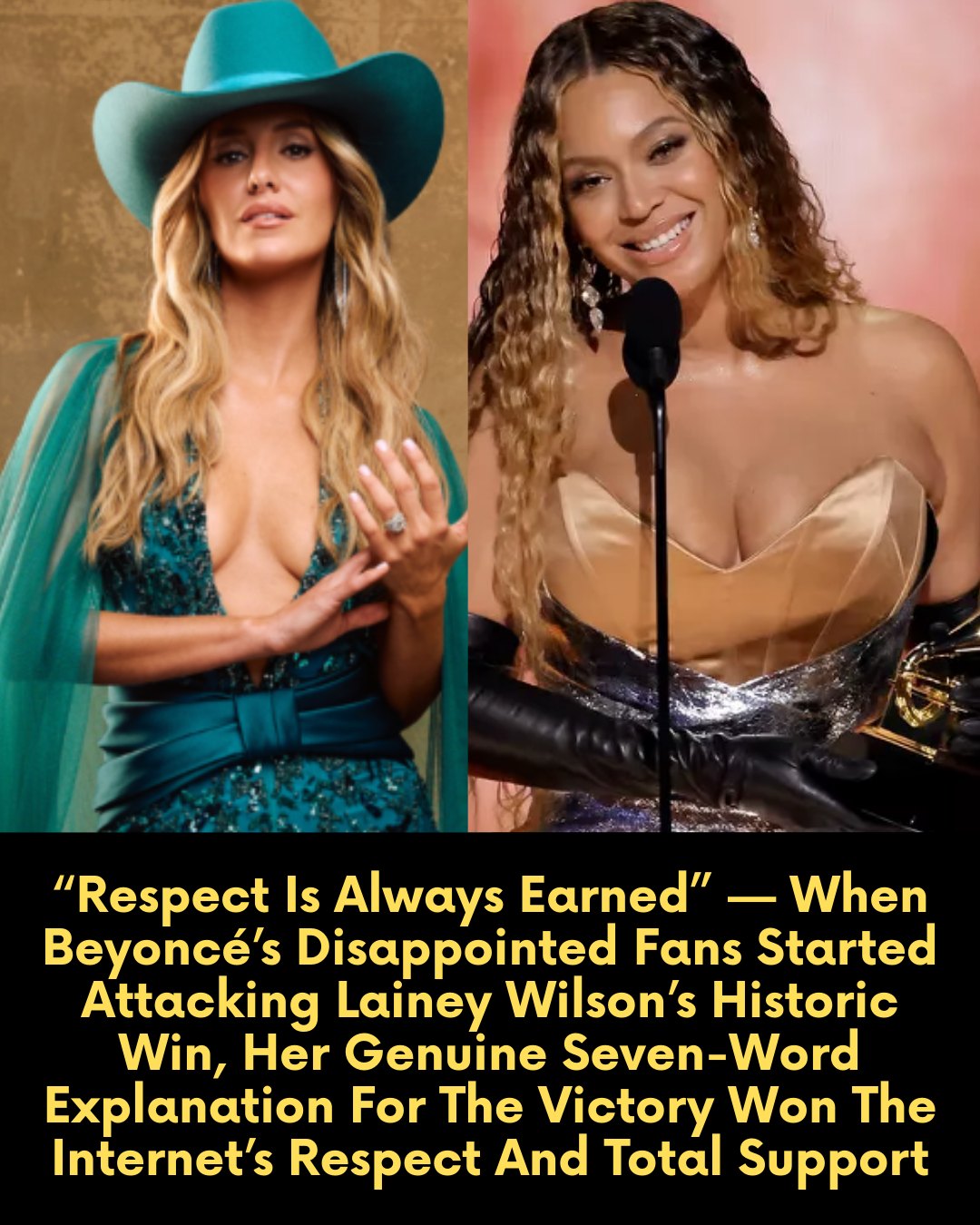 “Respect Is Always Earned” — When Beyoncé’s Disappointed Fans Started Attacking Lainey Wilson’s Historic Win, Her Genuine Seven-Word Explanation For The Victory Won The Internet’s Respect And Total Support