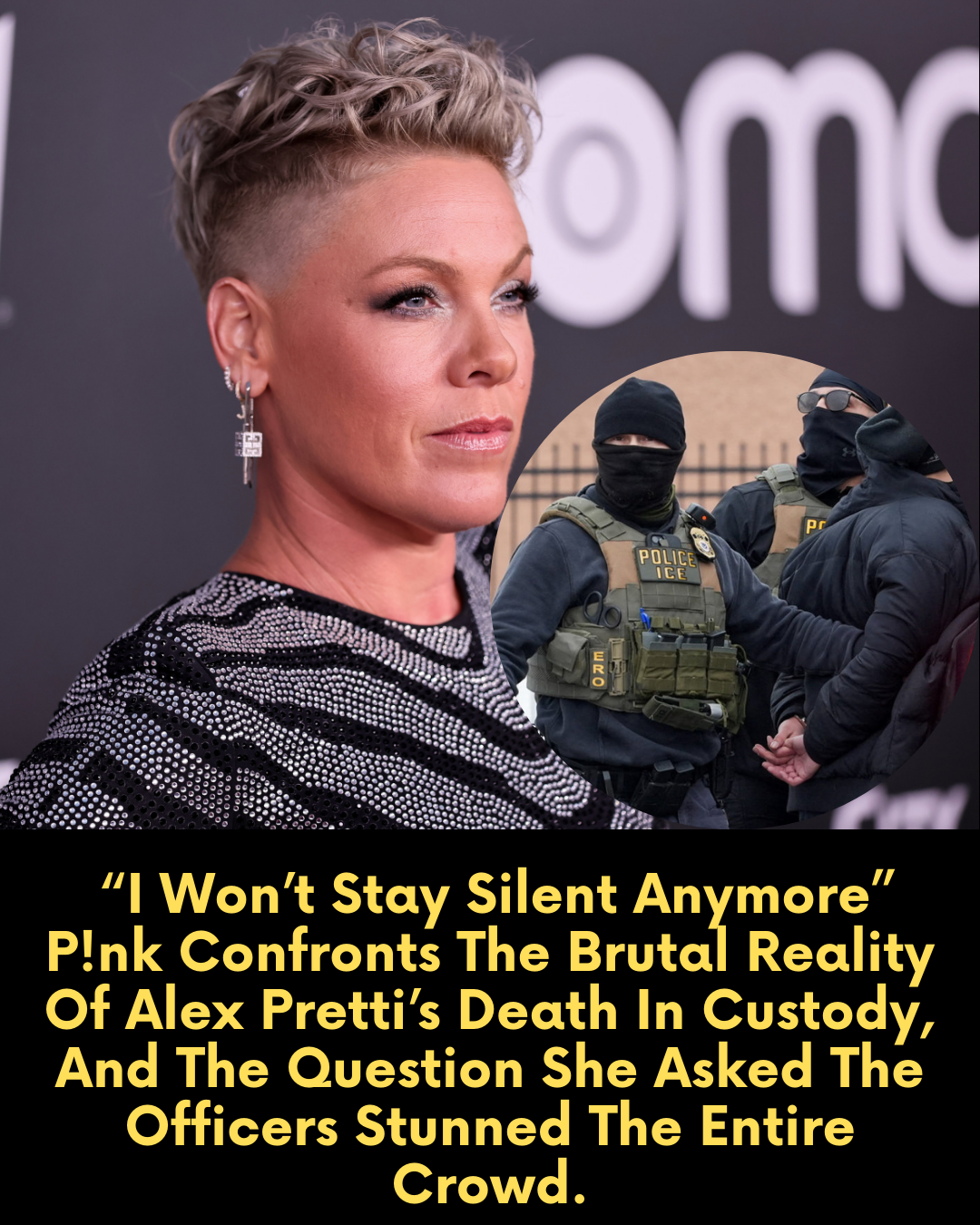  “I Won’t Stay Silent Anymore” — P!nk Confronts The Brutal Reality Of Alex Pretti’s Death In Custody, And The Question She Asked The Officers Stunned The Entire Crowd.