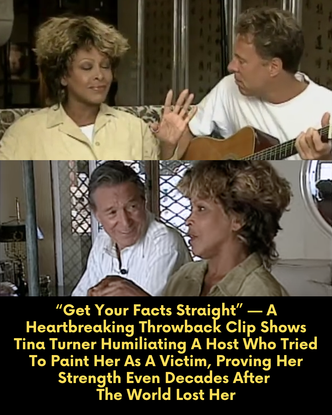 “Get Your Facts Straight” — A Heartbreaking Throwback Clip Shows Tina Turner Humiliating A Host Who Tried To Paint Her As A Victim, Proving Her Strength Even Decades After The World Lost Her