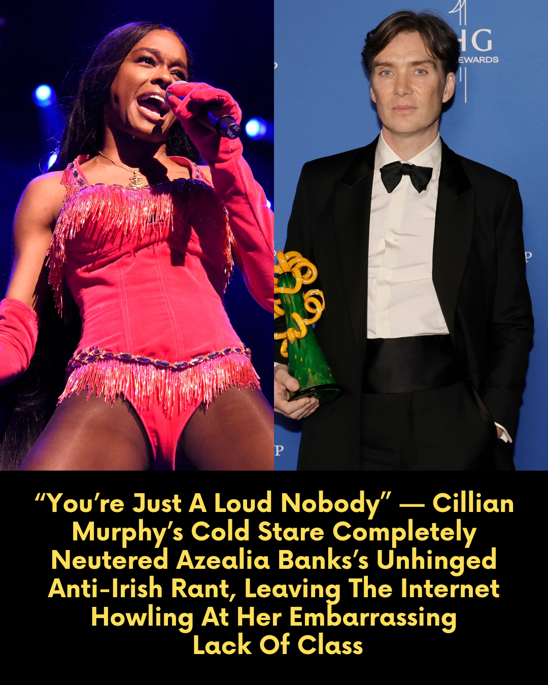 “You’re Just A Loud Nobody” — Cillian Murphy’s Cold Stare Completely Neutered Azealia Banks’s Unhinged Anti-Irish Rant, Leaving The Internet Howling At Her Embarrassing Lack Of Class.