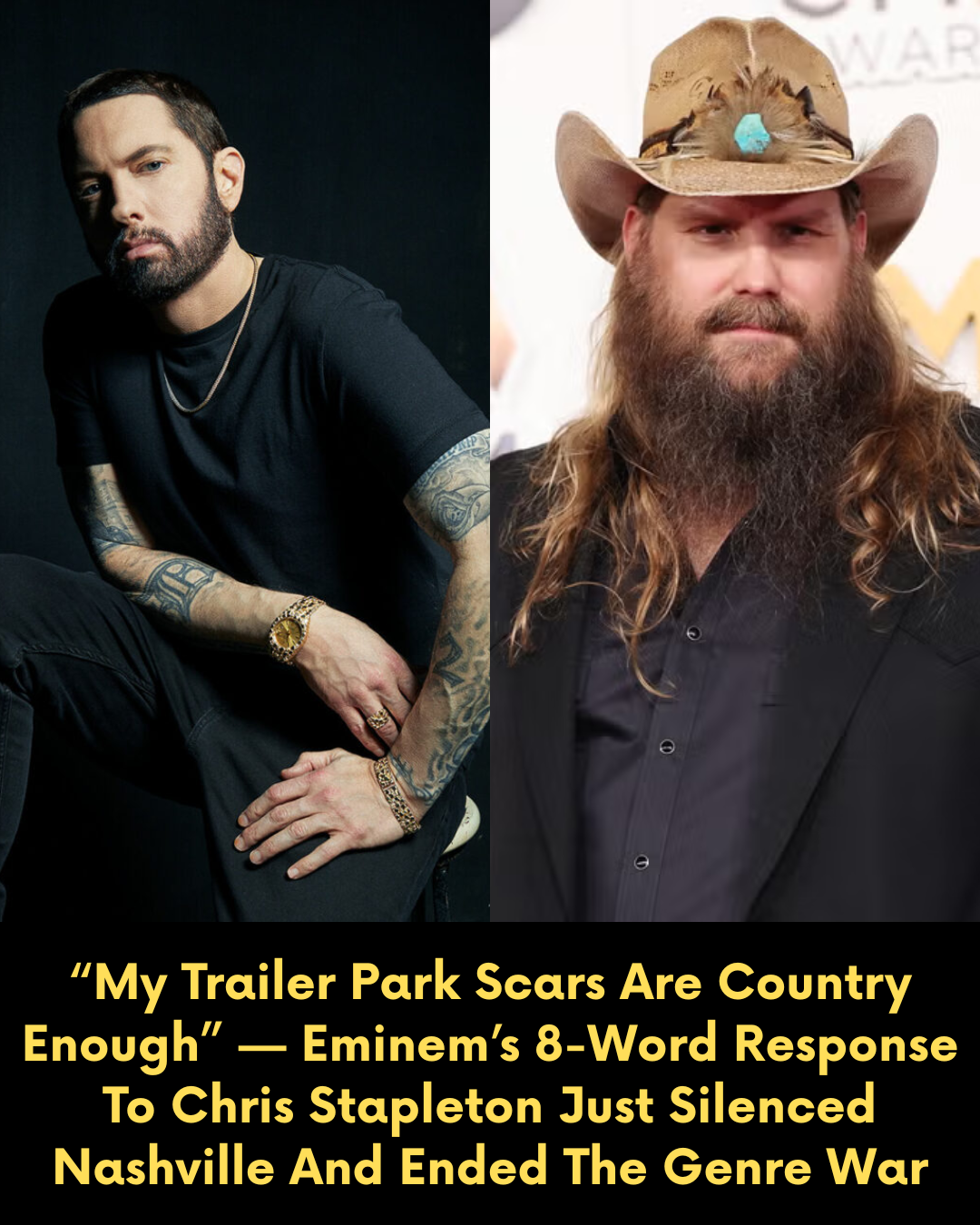 “My Trailer Park Scars Are Country Enough” — Eminem’s 8-Word Response To Chris Stapleton Just Silenced Nashville And Ended The Genre War