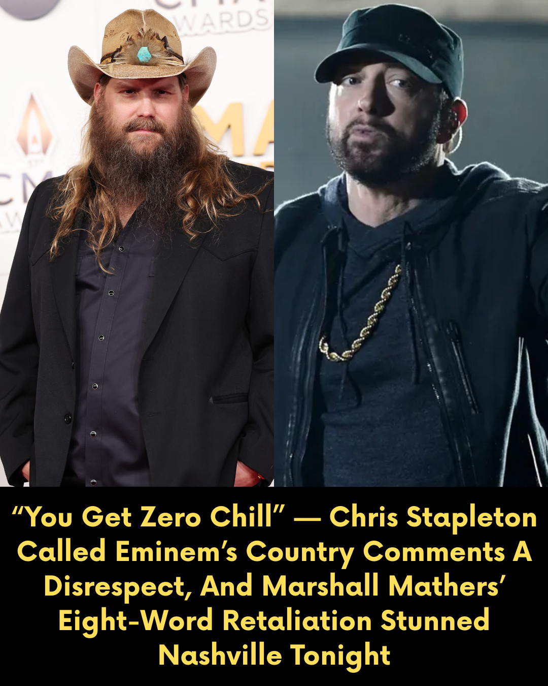 “You Get Zero Chill” — Chris Stapleton Called Eminem’s Country Comments A Disrespect, And Marshall Mathers’ Eight-Word Retaliation Stunned Nashville Tonight