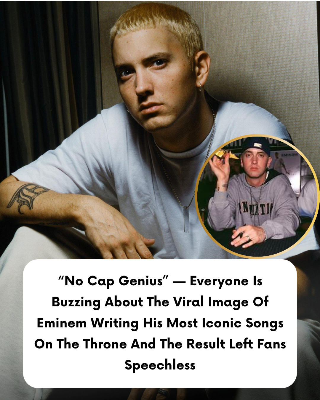 “No Cap Genius” — Everyone Is Buzzing About The Viral Image Of Eminem Writing His Most Iconic Songs On The Throne And The Result Left Fans Speechless